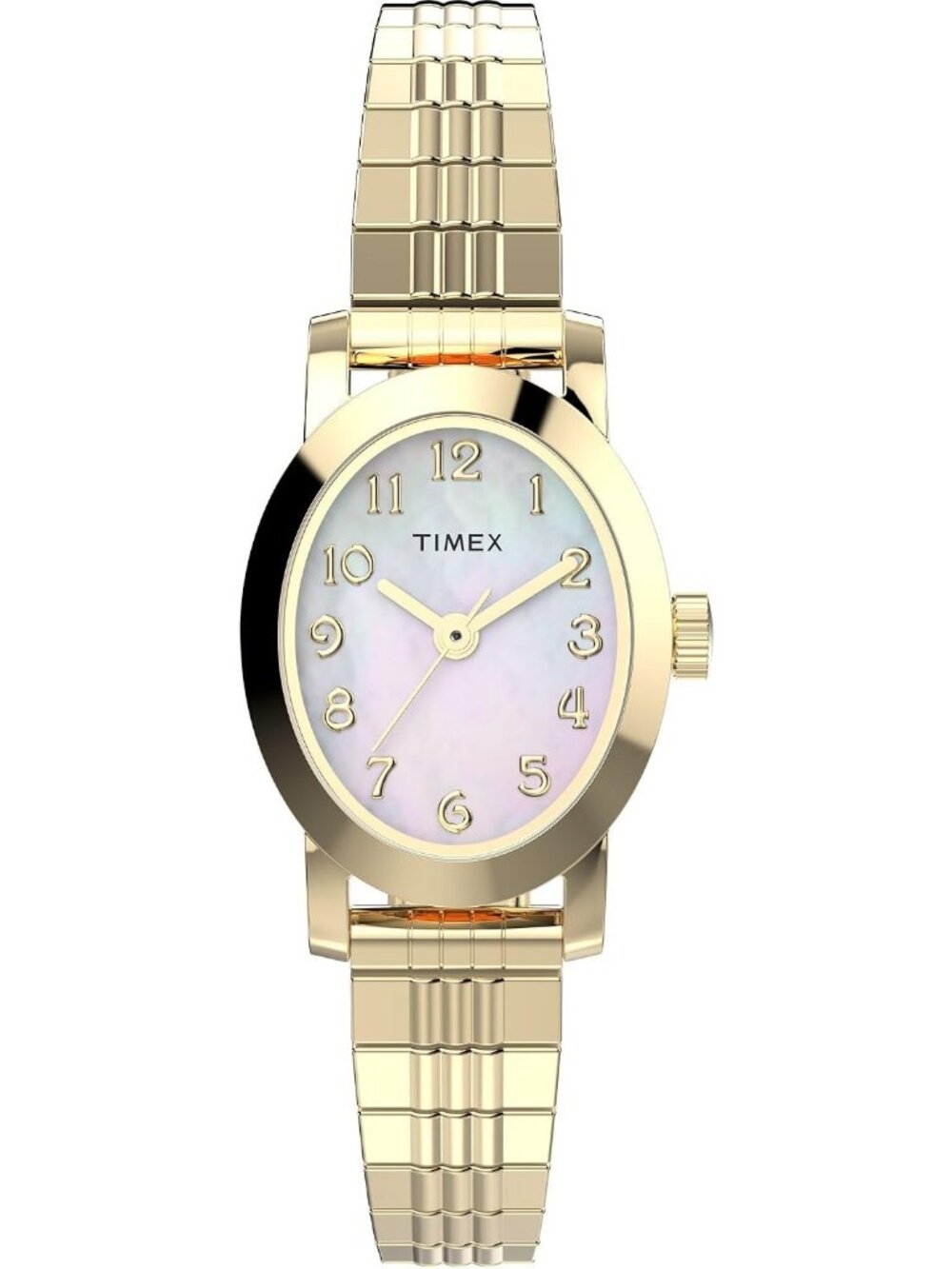 Women's Gold White Analog Quartz Cavatina Pearl Dial Oval Classic Wrist Watch